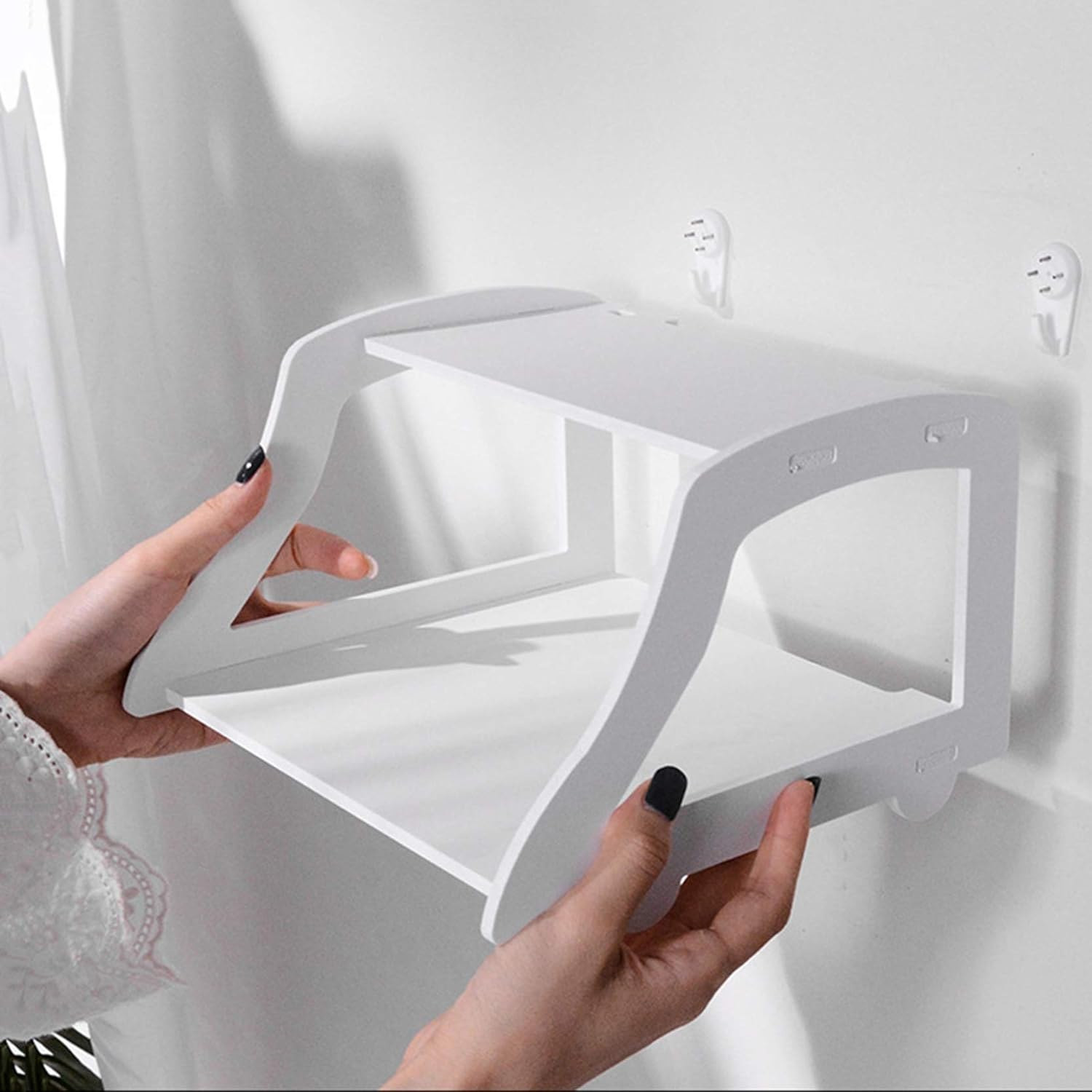 Wall Mounted WiFi Router Stand Shelf – Floating Storage Organizer