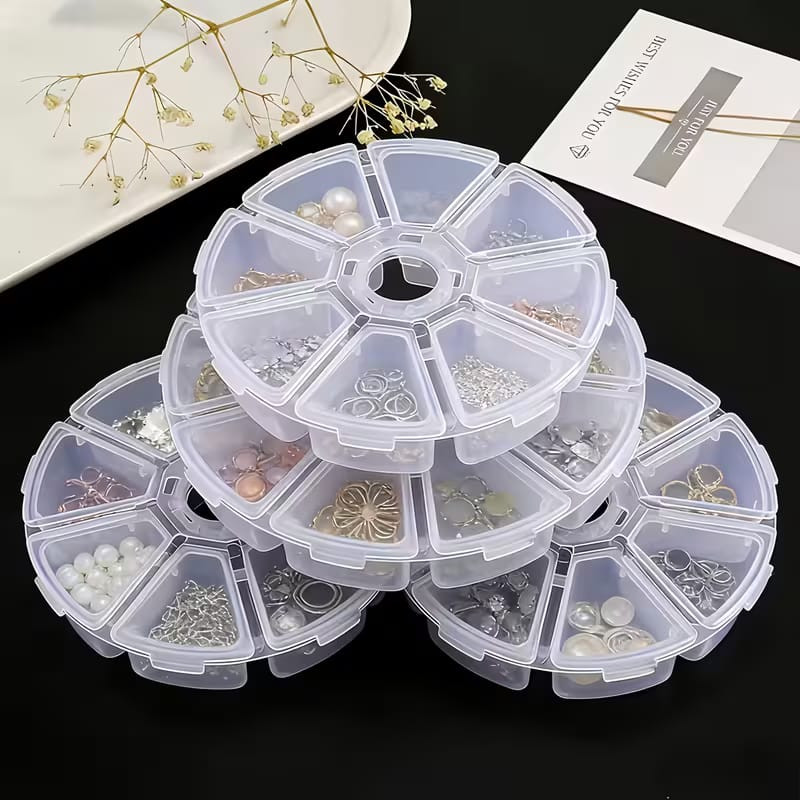 Round 6/8-Grid Craft Beads & Jewelry Organizer Box