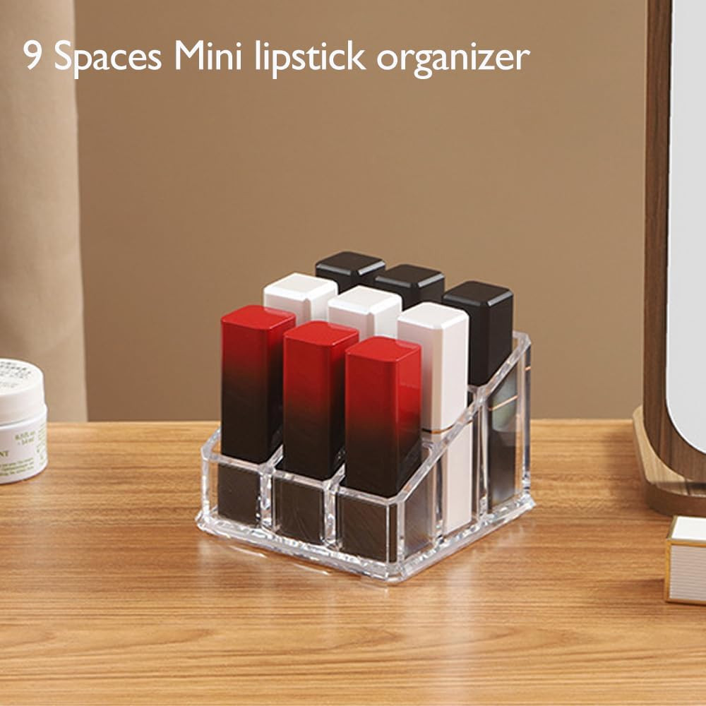 9-Grid Lipstick Storage Organizer – Transparent Acrylic Cosmetic Holder