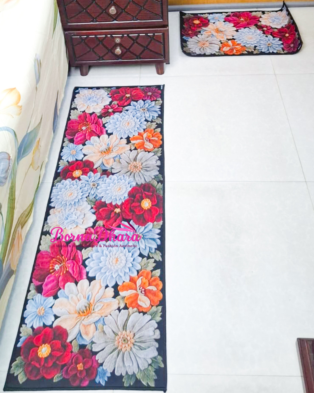 Anti-slip 3D Printed Geometric Kitchen Mat Set