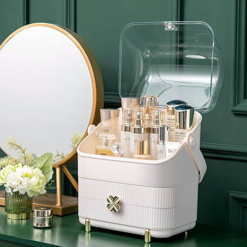 Luxury Makeup & Skincare Organizer Box – Large Capacity Dustproof Vanity Storage