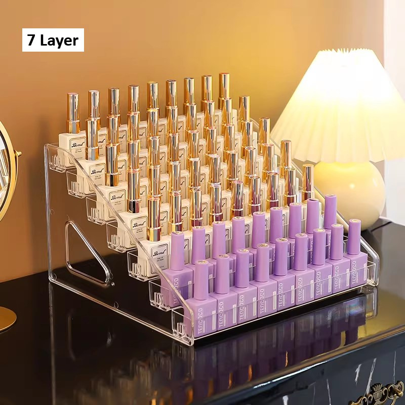 7 Layers Acrylic Nail Polish & Eye Shadow Display Organizer