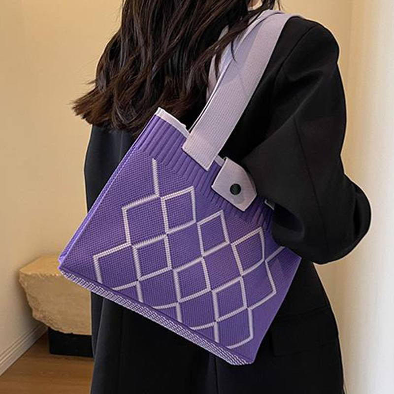 Rhombic Handmade Knitted Bag – Stylish Handmade Shoulder Bag