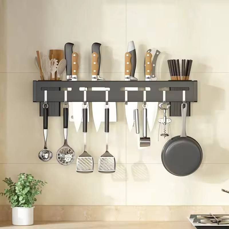 Multi-Functional Stainless Steel Wall-Mounted Kitchen Knife Holder Rack
