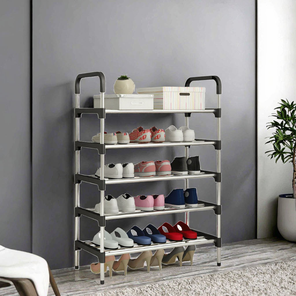 5-Layer Metal Shoe Rack – Modern Space Saving Shoe Organizer