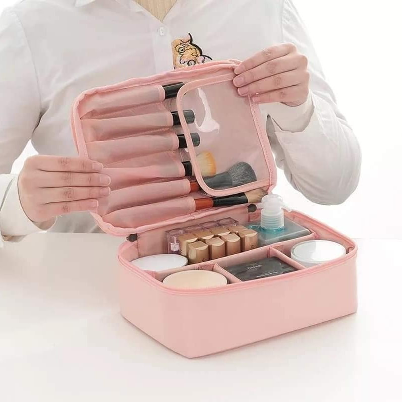 Portable Polyester Travel Cosmetic Bag – Large Capacity Makeup Organizer Pouch