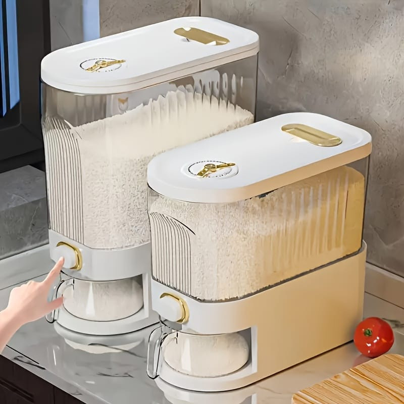 Air-Tight Rice & Multi-Grain Storage Bucket with Measuring Dispenser