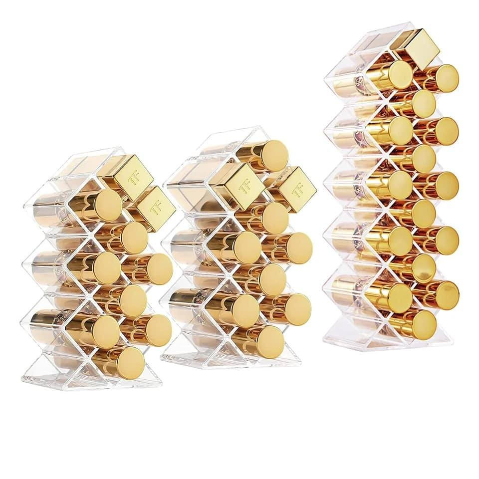 10/16 Grids Lipstick Organizer – Transparent Acrylic Makeup Storage
