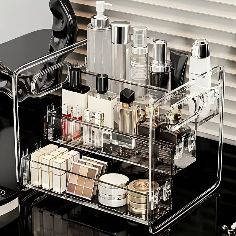 3-Layer Transparent Multi-Functional Makeup & Skincare Organizer