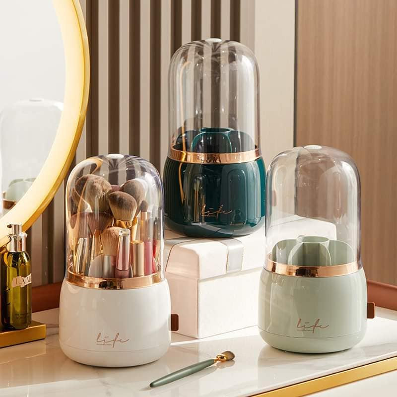 360° Rotating Portable Makeup Brush Holder – Stylish Cosmetic Organizer for Dressing Table