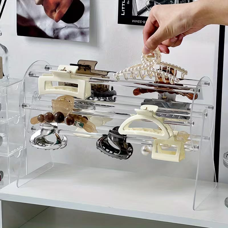 360° Rotating Acrylic Claw Clip Organizer – Hair Clip Storage Stand