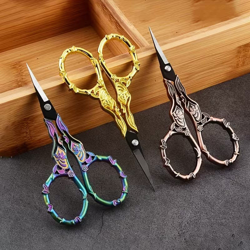 Vintage Bamboo Embroidery Scissors – Sharp Stainless Steel Craft & Multi-Purpose Shears