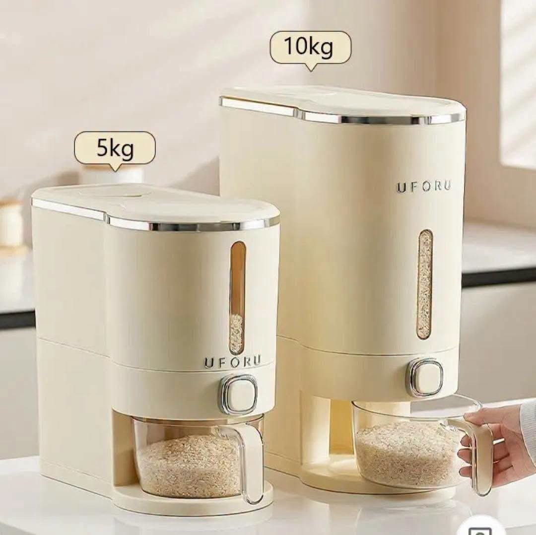 Premium One-Touch Rice Storage Dispenser – Airtight Kitchen Organizer