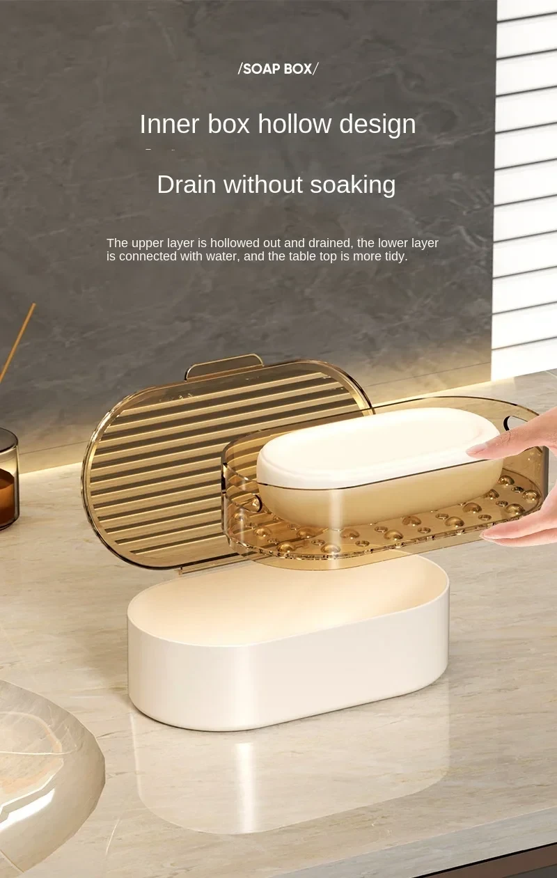 Premium Quality Double Layer Soap Box with Lid – Bathroom Soap Tray & Soap Organizer