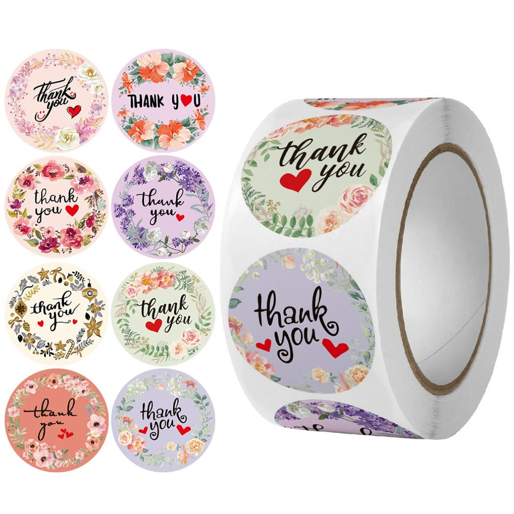 Multicolor Thank You Stickers – Elegant Packaging & Gift Labels