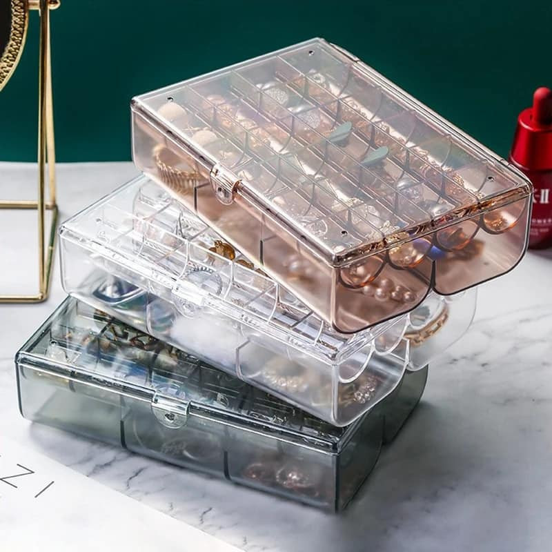 2 Layer Acrylic Jewelry Storage Box – 24 Grid & 6 Grid Transparent Organizer