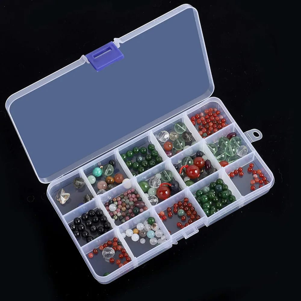 Fixed 15-Grid Clear Jewelry & Craft Organizer Box